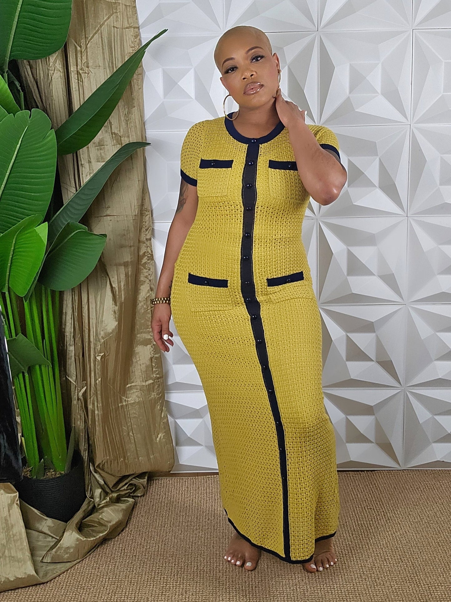SUNSHINE MAXI DRESS(GOLDEN/NAVY)